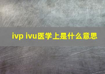 ivp ivu医学上是什么意思